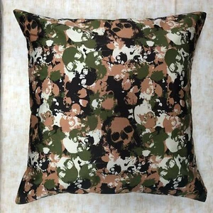 Camouflage Skull Cushion Cover Decorative Case fits 18" x 18" Cotton Army Camo - Picture 1 of 2