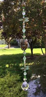 Piedra curativa hecha a mano marrón/verde atrapasol/prisma con elementos de Swarovski EE. UU. Foto 1 de 3