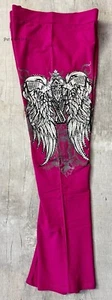 Womens CRYSTAL PLUS SIZE PINK ANGEL WINGS PISTOLS SWEATPANTS PANTS 1X 2X 3X - Picture 1 of 4