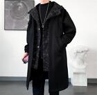 Men's Autumn Fashion Hood Long Sleeve Loose Windbreakers Youth Casual Wool Coat