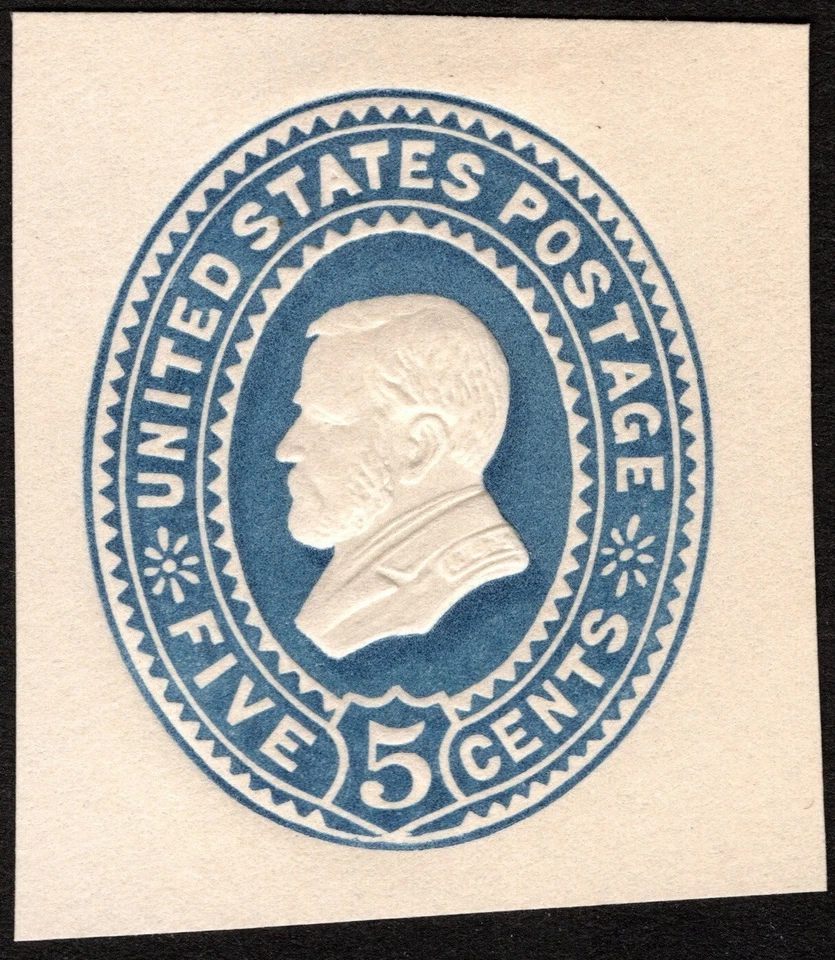 US Postal Stationery Scott # U334 - 5 Cents Blue Ulysses S Grant Cut Square Mint - Image 1 of 1