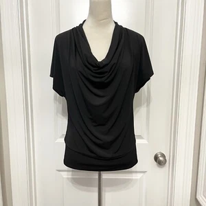 Michael Kors Medium Black Cowl Neck Short Sleeve Business Casual Top - Picture 1 of 10