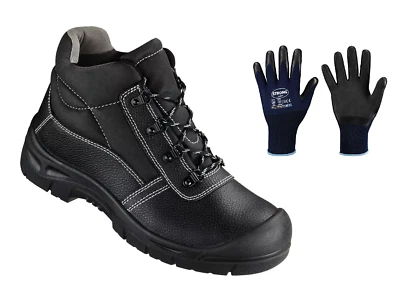 Arbeitsschuhe S3 Sicherheitsschuhe Stiefel Stahlkappe Schwarz Leder Gr 37-50 NEU - Bild 1 von 4