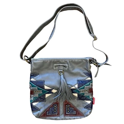 Cartera Union Bay Gris Flecos Azteca Bandolera Boho Correa Cuero Sintético De Colección Foto 1 de 4