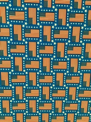 American Flag - Quilt Shop quality Cotton Fabric on Blue Background - 1/2 yd - Image 1 of 3