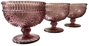 Set 3 PIONEER WOMAN Adeline Plum Purple SHERBET Pedestal Dessert Glasses - Picture 1 of 11