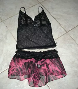 Camisa M DKNY Crop-top negra transparente Via Nicci dormir corta rosa negra transparente - Imagen 1 de 5