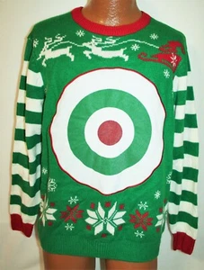 UGLY FUNNY CHRISTMAS SWEATER Bullseye Target Toss Party Drinking Game SIZE LARGE - Picture 1 of 3