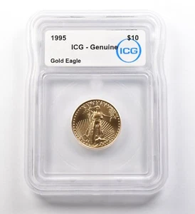 1995 $10 American Gold Eagle 1/4 Oz Gold Genuine ICG *8080 - Picture 1 of 3