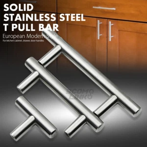 2" - 18" Solid Stainless Steel Kitchen Cabinet Drawer Door Handles T Pull Bars - Picture 1 of 22