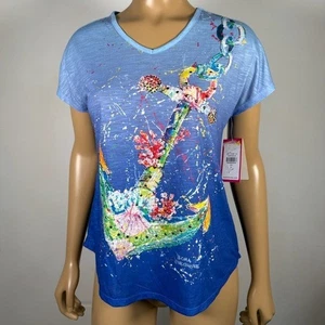 Leoma Lovegrove Damen-T-Shirt neu mit Etikett Größe Petite Small PS tragbar Kunst Anker - Bild 1 von 11