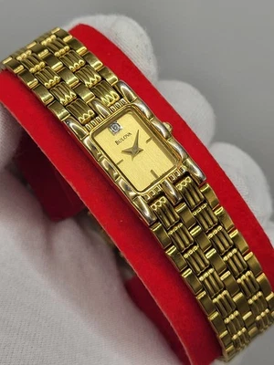 SWISS [N.  MINT] 1980's Bulova Diamond Gold Tone Vintage Watch Quartz Women's - Image 1 of 4