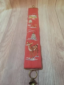 Handmade Finished Cross Stitch Wall Hanging Christmas Bell Pull 18"x2.5" - Picture 1 of 4