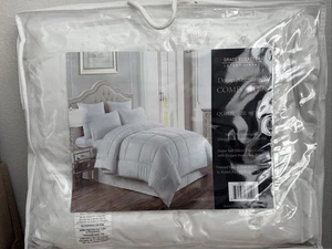 "Edredón alternativo Grace Elizabeth plumón blanco hipoalergénico Queen 90x90"" nuevo" - Imagen 1 de 4