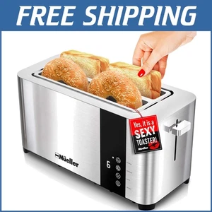 Compact 4-Slice Toaster with LED Display & Removable Crumb Tray for Easy Use - Picture 1 of 10