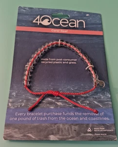 4Ocean CORAL REEF Coral Color with Clear Beads Adjustable Bracelet - Bild 1 von 2