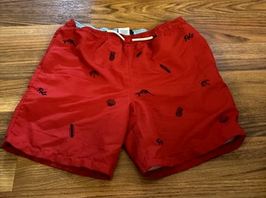 Polo Ralph Lauren Big Boys Xl 18-20 Swim Trunks Red- Ocean Theme  YOUTH - Picture 1 of 10