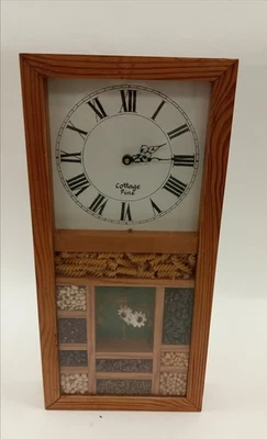 Cottage Pine Wooden Wall Clock With Decorative Pasta and Beans Display Pre Owned - Image 1 of 4