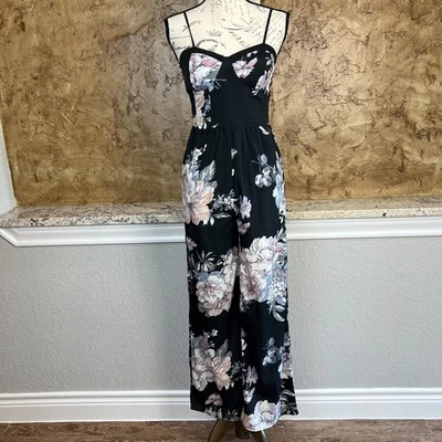 Женский комбинезон Band of Gypsies Размер Small Sweetheart Цветочный Широкие Ноги Бохо 30 дюймов По внутреннему шву - Изображение 1 из 4