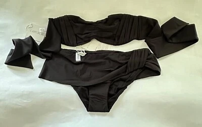 La Perla 2-piece New Bikini Swimsuit Medium Black Pleated  - Image 1 of 4