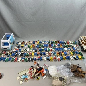 Vintage 1974 Geobra Playmobil 174 Figures & Horses & Vehicles Large Lot - Picture 1 of 24