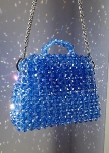 Handmade crystal beaded shoulder bag Miss Miche blue sapphire from London - Picture 1 of 3