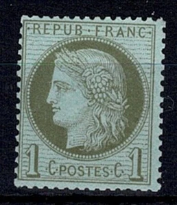 SELLO FRANCE YVERT SCOTT # 50"" CERES 1c VERDE OLIVA 1872"" sin montar o nunca montado en muy buen estado y695 - Imagen 1 de 2