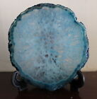 Quality Agate With Display Stand Natural Geology Mineral Stone Blue D-54