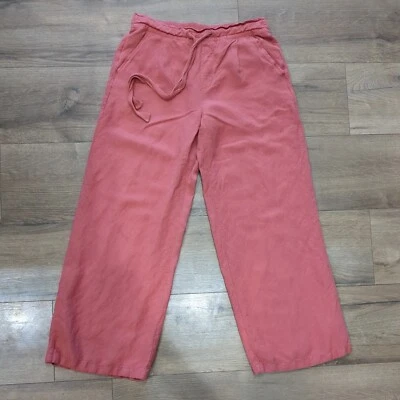 Pantalones de lino Philosophy Republic para mujer pequeños S coral rosa salmón bolsillos Foto 1 de 4