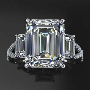 3.50CT Emerald Cut NEO Sparkling CZ Engagement 925 Sterling Silver Women's Ring