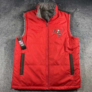 Tampa Bay Buccaneers Puffer Men's Reversible NFL Vest Size Medium Red/Grey New - Picture 1 of 11