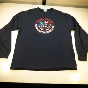 JAPAN PRO-WRESTLING King Of Sports LONG SLEEVE TEE T SHIRT Mens XL Navy Blue - Picture 1 of 2