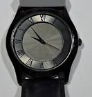 Men's Black Watch Leather Band 9" New Battery