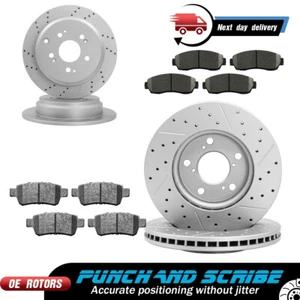 For 2005 - 2010 Honda Odyssey Front & Rear Drilled Rotors + Ceramic Brake Pads - Picture 1 of 9