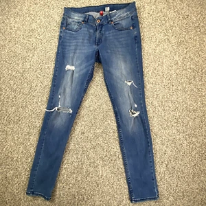 H&M Red Concept Jeans Womens 10 Blue Distressed Skinny Stretch New - Picture 1 of 15