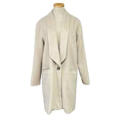 Waverly Grey libērant Pea Coat Womens 8 Cream Collar Button Textured Long Jacket - Image 1 of 4