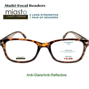 GAFAS DE LECTURA RECTANGULARES MIASTO MULTIFOCALES + 2.00 SIN LÍNEA ~ ANTIRREFLEJO - Imagen 1 de 2