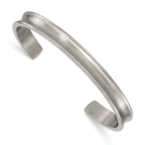 Titanium Brushed with Polished Edge 6.5mm Cuff Bangle - Picture 1 of 3