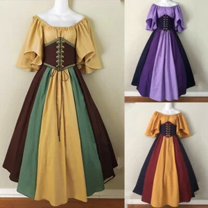 UK Women's Vintage Celtic Victorian Medieval Renaissance Gothic Cosplay Dress - Picture 1 of 11