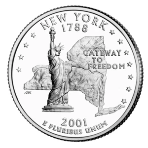 🇺🇸 US America State Quarter coin 25 cents, New York, Gateway to Freedom, 2001 - Picture 1 of 2