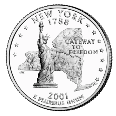 🇺🇸 US America State Quarter coin 25 cents, New York, Gateway to Freedom, 2001 - Image 1 of 2