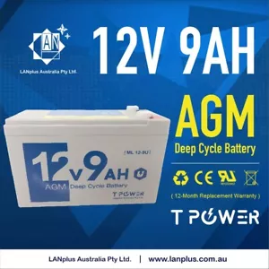 Tpower NEW 12V 9AH SLA AGM Battery Same Size as 12V 8ah/7.5ah but 2ah 25% Higher - Picture 1 of 6
