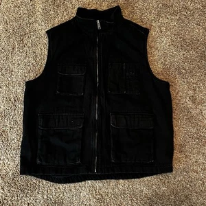 Duluth Trading Co Black Utility Canvas Full Zip Workwear Vest Fleece Lined Sz XL - Picture 1 of 5