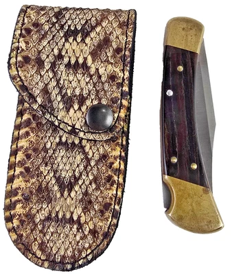 Funda para cuchillo de serpiente de cascabel Buck 110, estuche 6265 hecho a mano funda de piel de serpiente solamente Foto 1 de 4