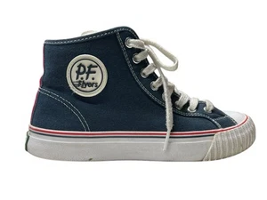 PF Flyers Center Hi Sneakers Mens 6 Blue White Canvas Shoes Lace Up Retro - Picture 1 of 8