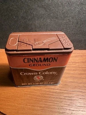 Vintage Crown Colony Ground Cinnamon Spice Tin – 1.12 oz Safeway Stores 1980s - Image 1 of 3
