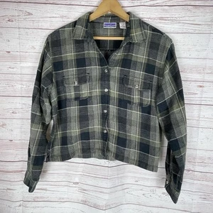 Vintage North Crest Cropped Flanell Top Jacke Gr. XL 90’s Grunge Outdoor Shacket - Bild 1 von 7