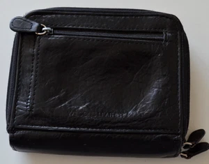 Wilsons Leder schwarz umlaufender Reißverschluss Organizer Geldbörse Clutch Ausweisfächer Damen 5"x4,5 - Bild 1 von 5