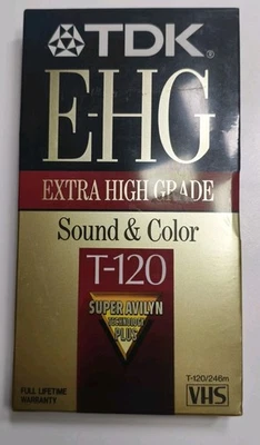 Cinta VHS en blanco de grado extra alto TDK EHG T-120 NUEVA SELLADA Foto 1 de 3