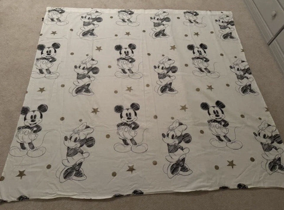 Cortina de Ducha Disney Mickey Minnie Mouse Boceto Negro Blanco Dorado 72 x 64 Foto 1 de 4